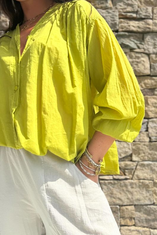 Shayle Indian Cotton Smock Shirt Olive